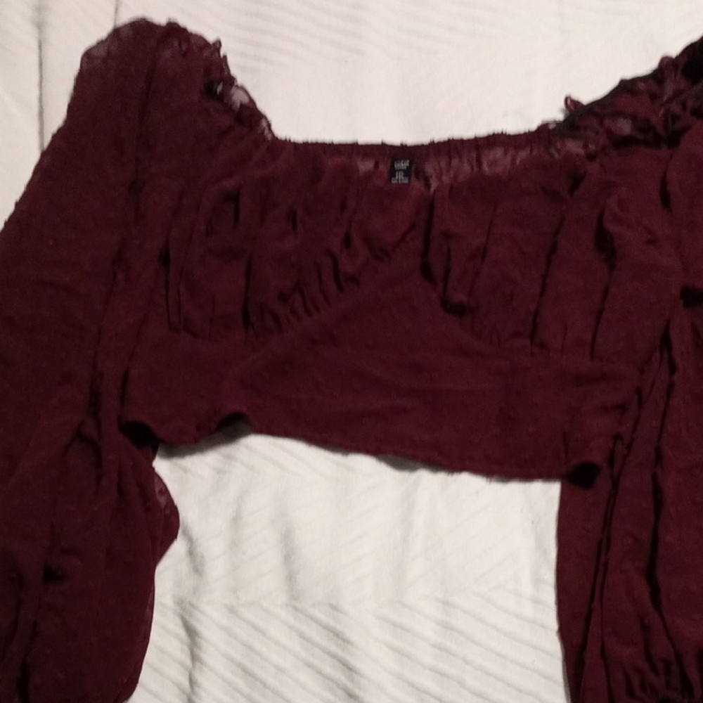 SHEIN Burgundy Off-Shoulder Blouse